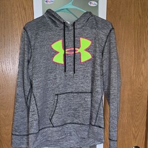 Under Armour Heather Gray Hoodie with Neon Green Logo